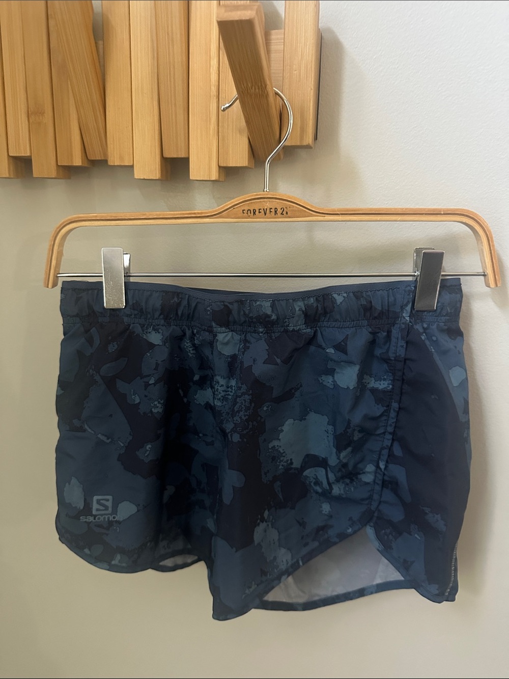 Salomon Women's Dark Blue Camo Athletic Shorts
